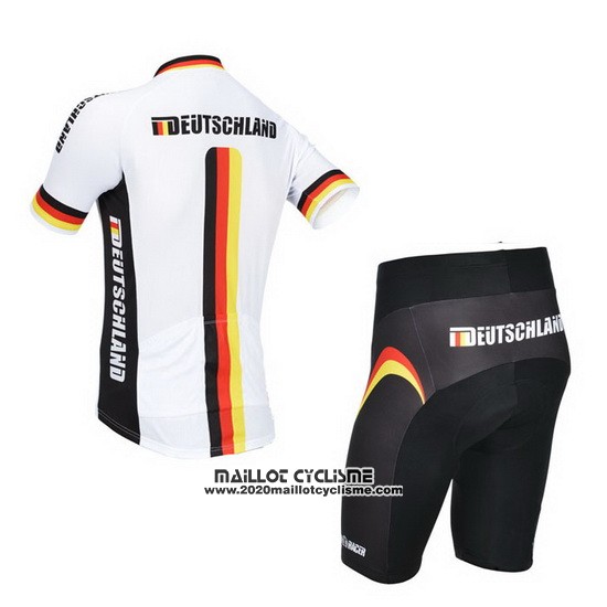 2013 Maillot Ciclismo Allemagne Blanc et Noir Manches Courtes et Cuissard